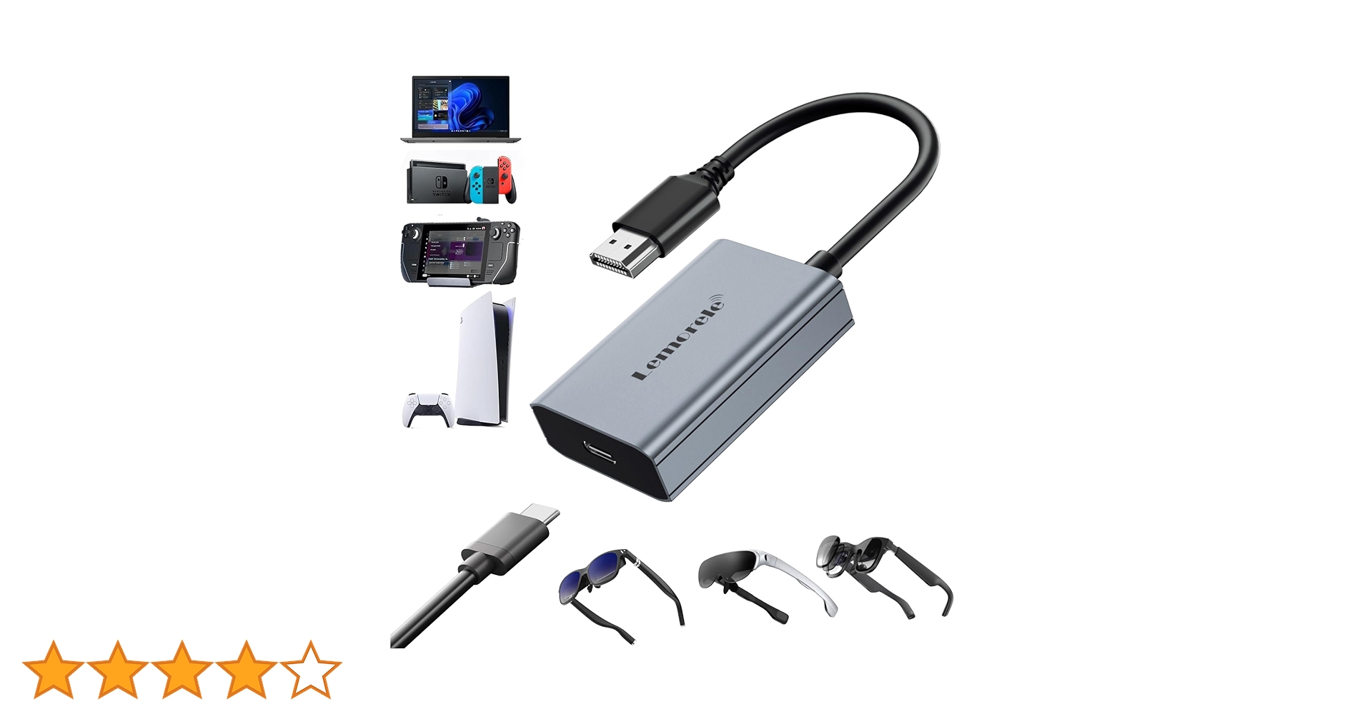 Amazon.co.jp: HDMI to USB C 交換アダプター 4K@60Hz Xreal One hub